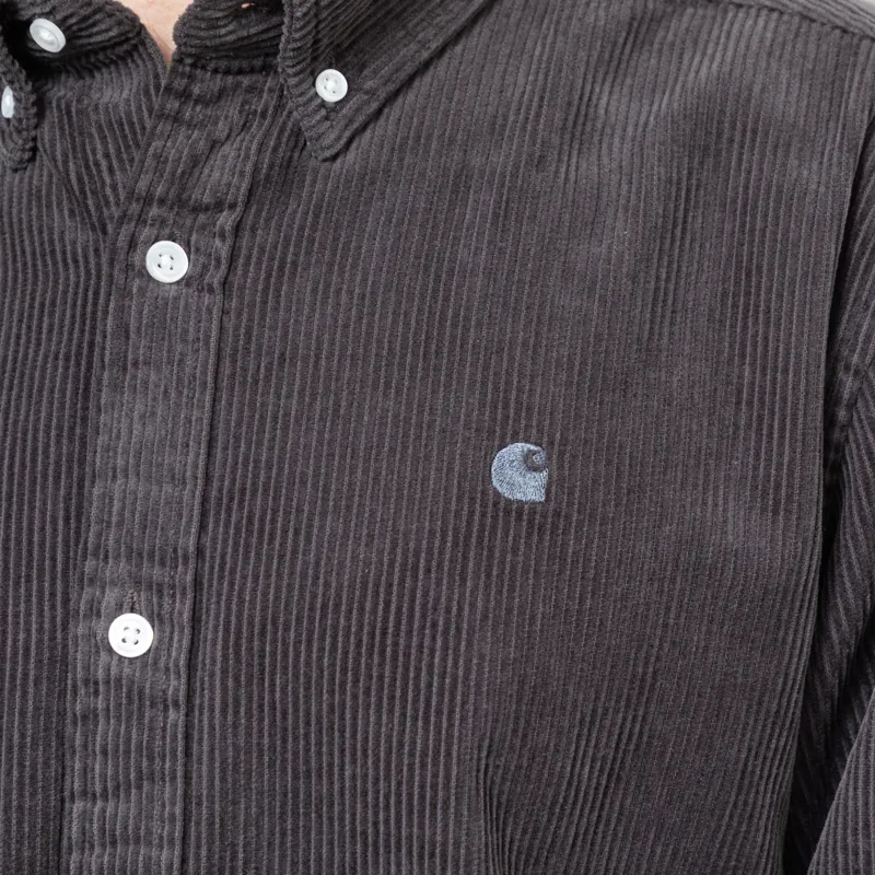 Carhartt WIP Long Sleeve Madison Cord Shirt Graphite-7