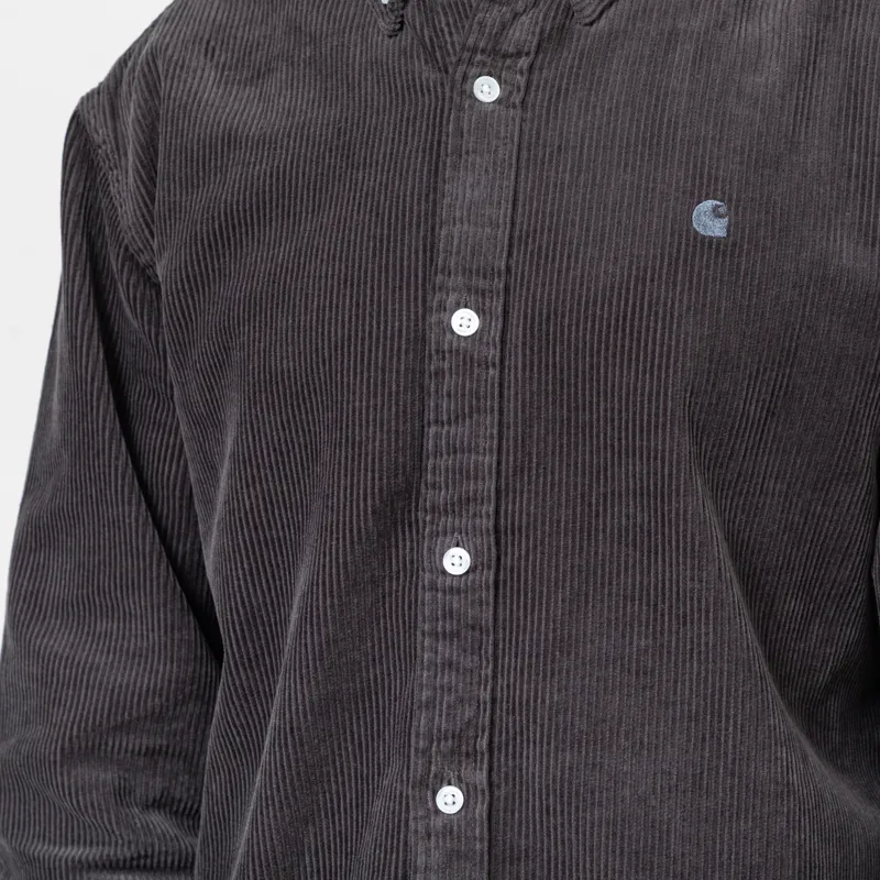 Carhartt WIP Long Sleeve Madison Cord Shirt Graphite-6
