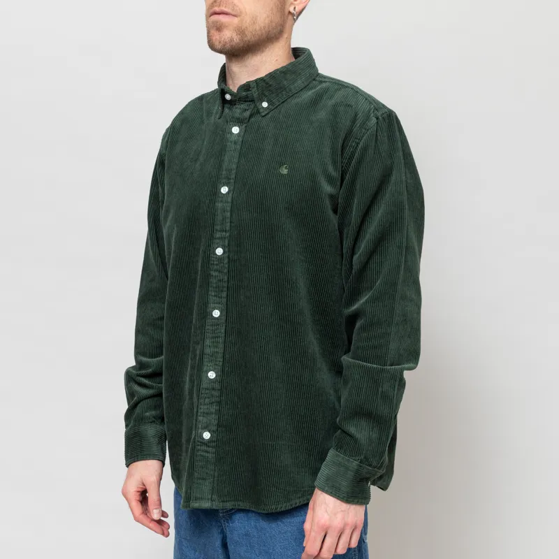 Carhartt WIP Long Sleeve Madison Cord Shirt Sycamore Tree-1