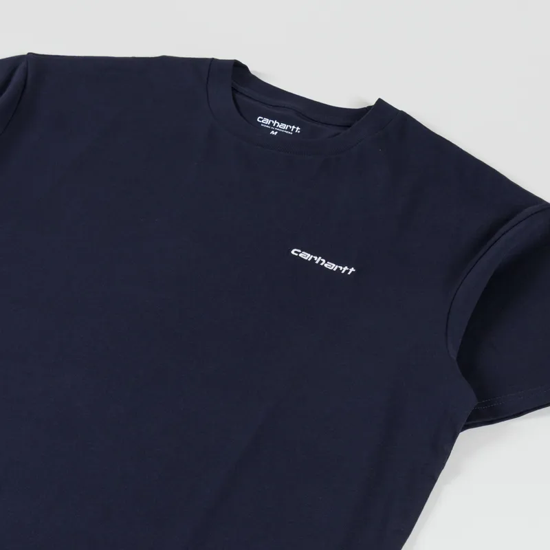 Carhartt WIP Script Embroidery T Shirt Dark Navy White-1