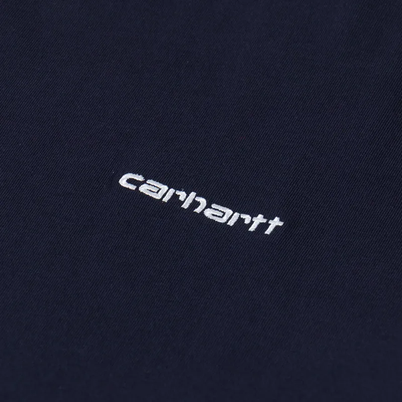 Carhartt WIP Script Embroidery T Shirt Dark Navy White-2