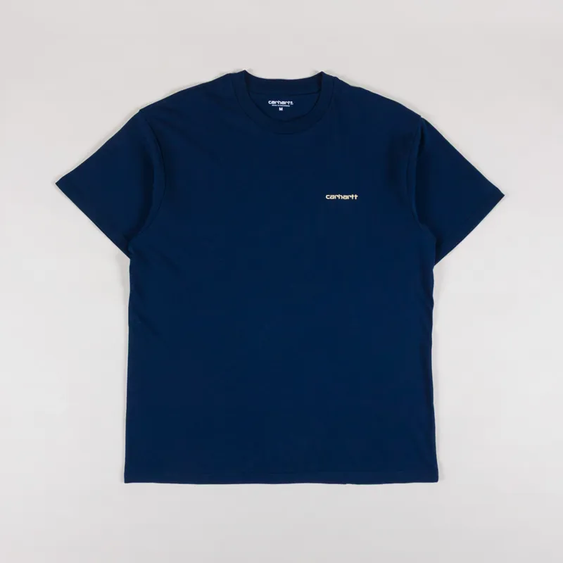 Carhartt WIP Script Embroidery T Shirt Ink Air Yellow