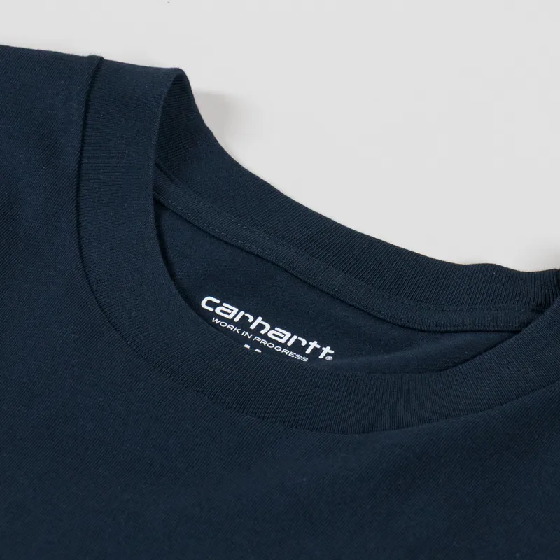 Carhartt WIP Script Embroidery T Shirt Deep Night White-2