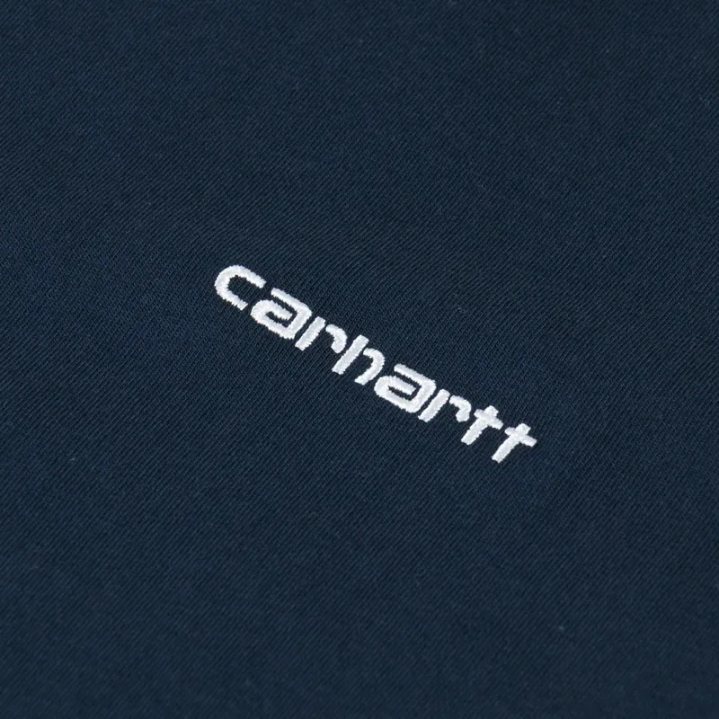 Carhartt WIP Script Embroidery T Shirt Deep Night White-3
