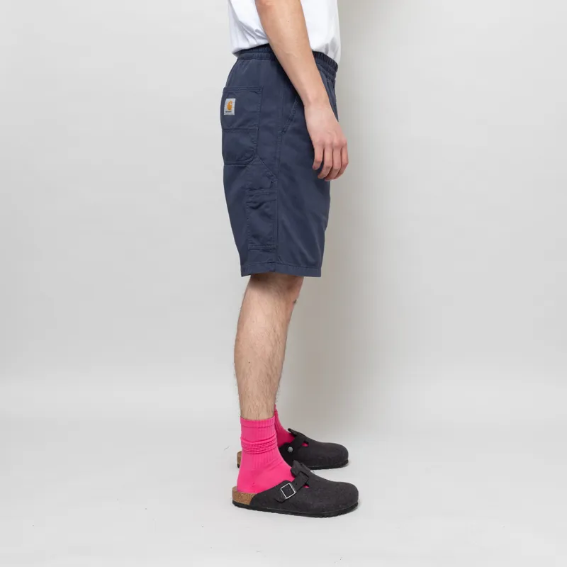 Carhartt WIP Flint Shorts Dusky Blue Garment Dyed-4