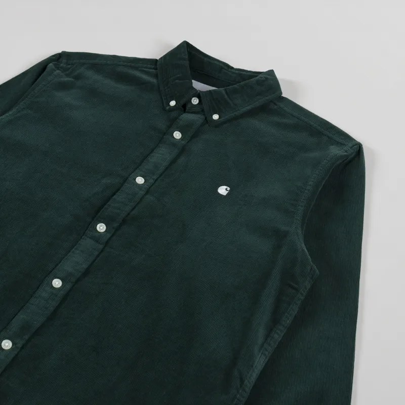 Carhartt WIP Long Sleeve Madison Fine Cord Shirt Conifer Wax-2