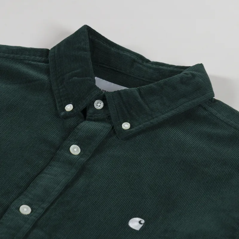 Carhartt WIP Long Sleeve Madison Fine Cord Shirt Conifer Wax-4
