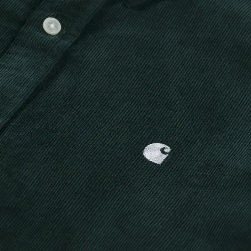 Carhartt WIP Long Sleeve Madison Fine Cord Shirt Conifer Wax-5