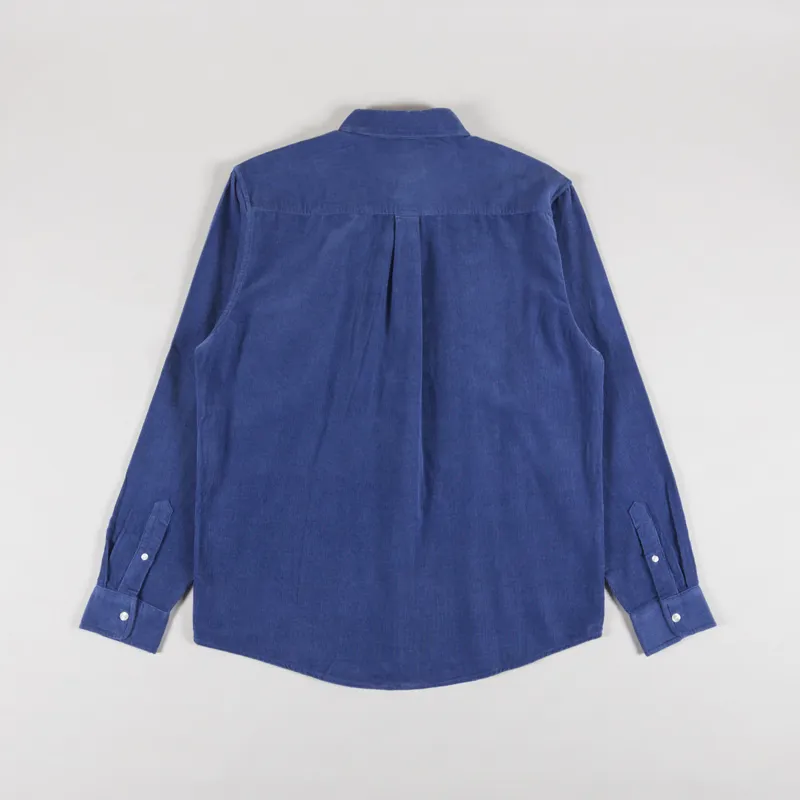 Carhartt WIP Long Sleeve Madison Fine Cord Shirt Blue Iris Wax-1