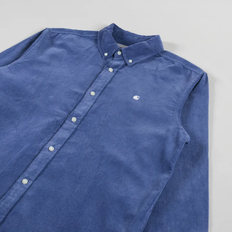 Carhartt WIP Long Sleeve Madison Fine Cord Shirt Blue Iris Wax-2