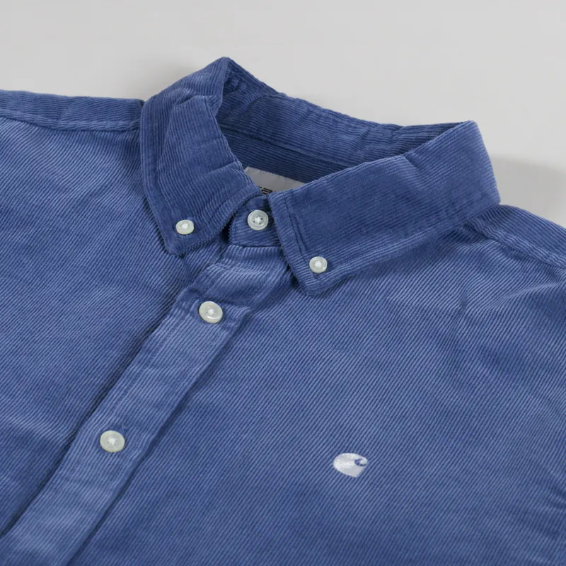 Carhartt WIP Long Sleeve Madison Fine Cord Shirt Blue Iris Wax-4
