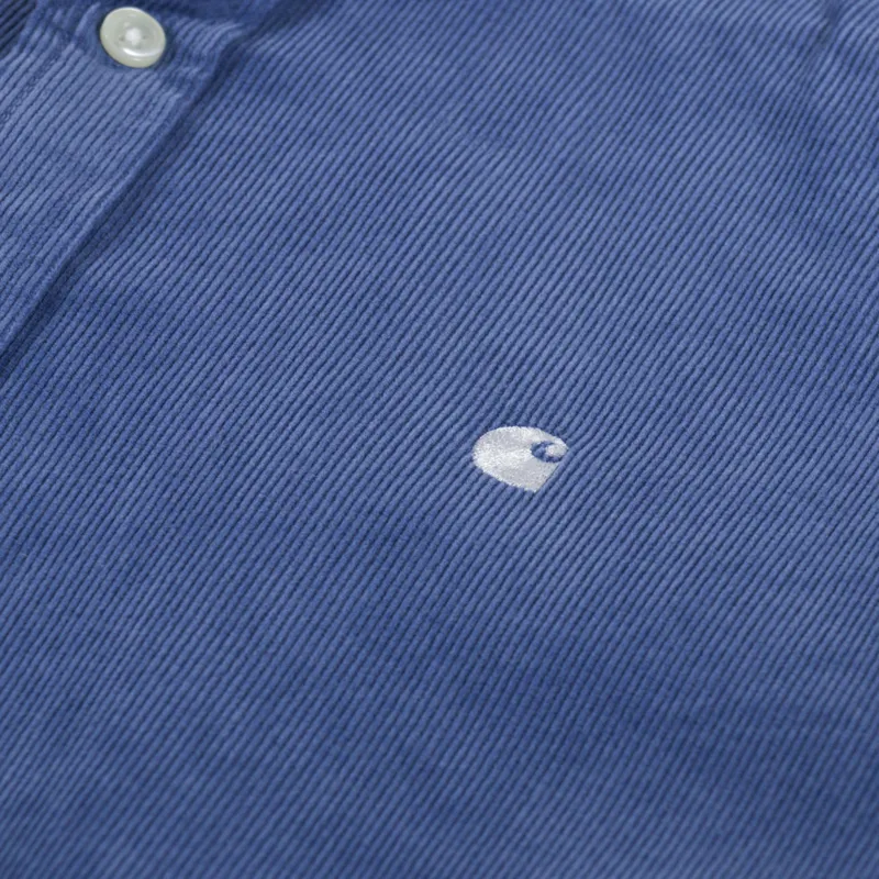 Carhartt WIP Long Sleeve Madison Fine Cord Shirt Blue Iris Wax-5