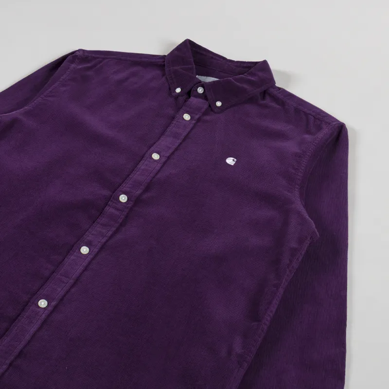 Carhartt WIP Long Sleeve Madison Fine Cord Shirt Huckleberry Wax-2