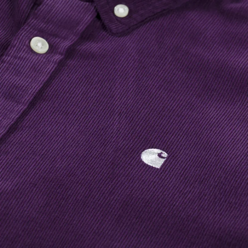 Carhartt WIP Long Sleeve Madison Fine Cord Shirt Huckleberry Wax-5