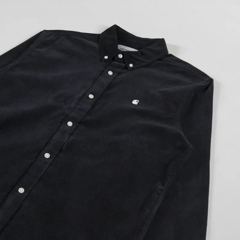 Carhartt WIP Long Sleeve Madison Fine Cord Shirt Black Wax-2