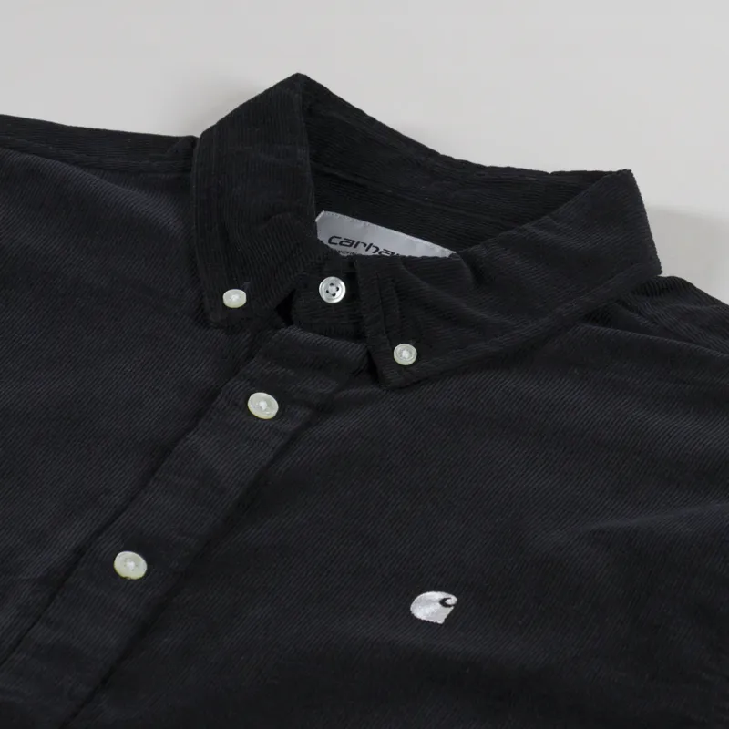 Carhartt WIP Long Sleeve Madison Fine Cord Shirt Black Wax-4