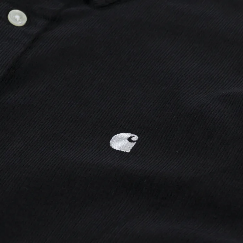 Carhartt WIP Long Sleeve Madison Fine Cord Shirt Black Wax-5