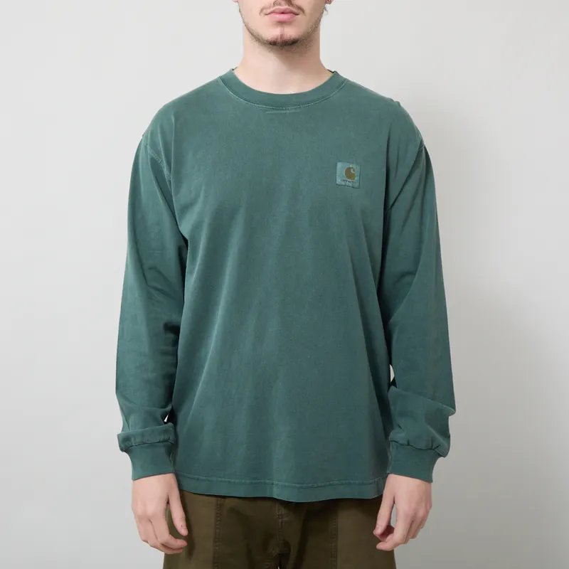 Carhartt WIP Long Sleeve Vista T Shirt Dark Scarab Garment Dyed