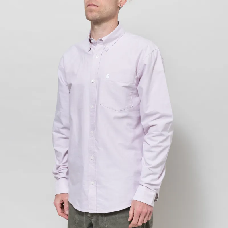 Carhartt WIP Long Sleeve C Logo Shirt Hortensia White-1
