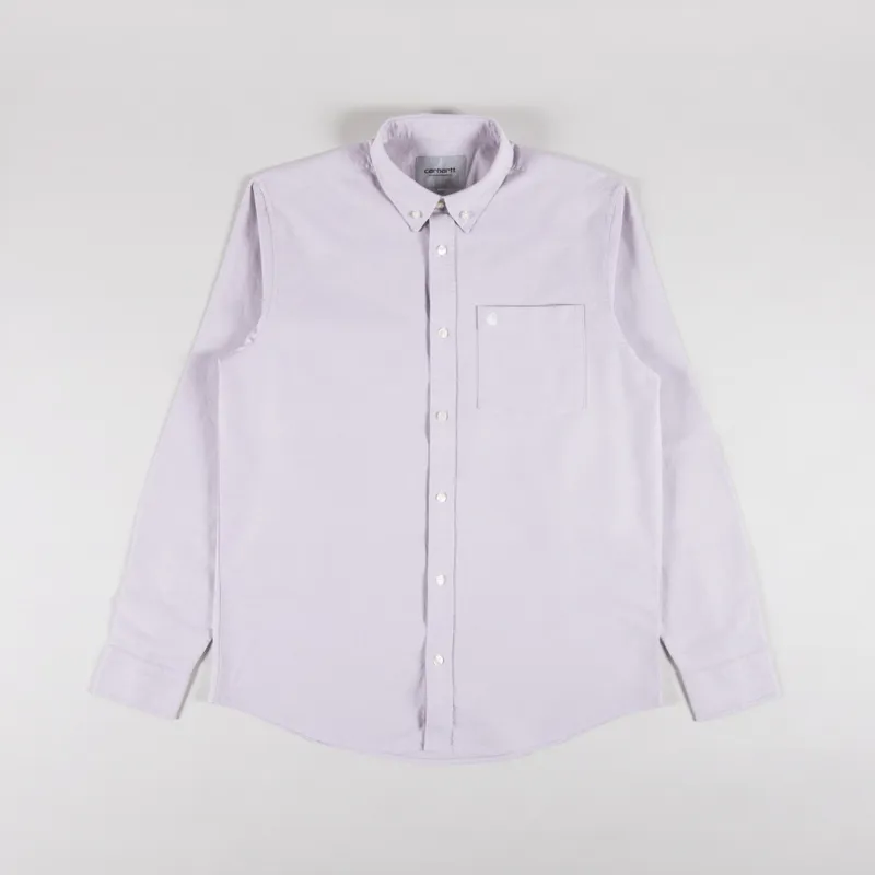 Carhartt WIP Long Sleeve C Logo Shirt Pink Fog White