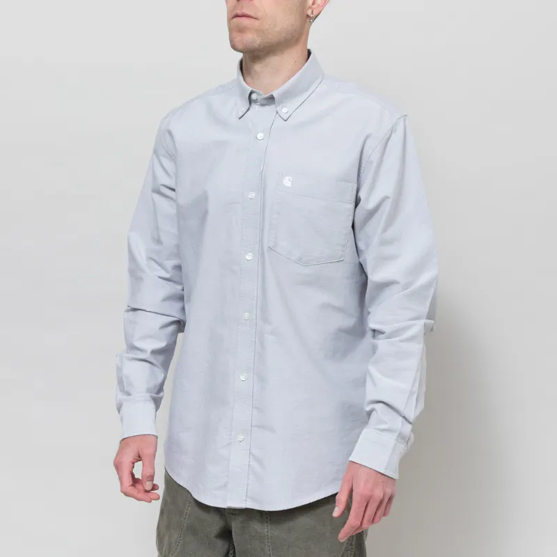 Carhartt WIP Long Sleeve C Logo Shirt Shady Grey White-1