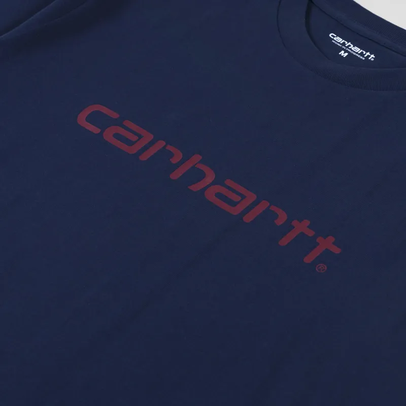 Carhartt WIP Script T Shirt Air Force Blue Malbec-2