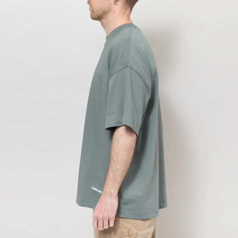 Carhartt WIP Link Script T Shirt Velvet Green White-2