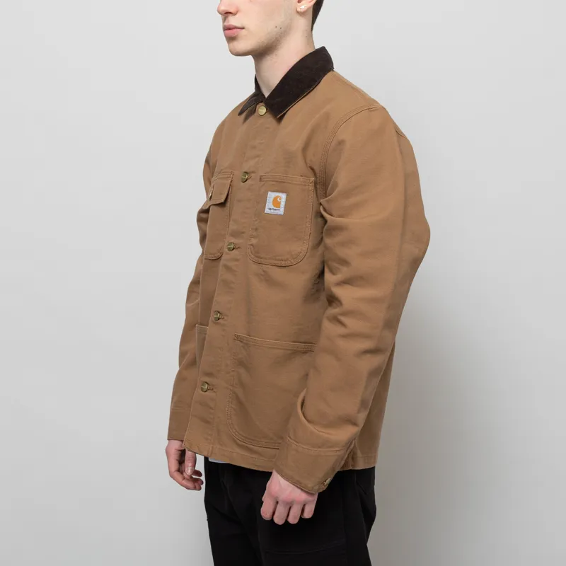 Carhartt WIP Michigan Summer Coat Hamiliton Brown Tobacco Rinsed-1