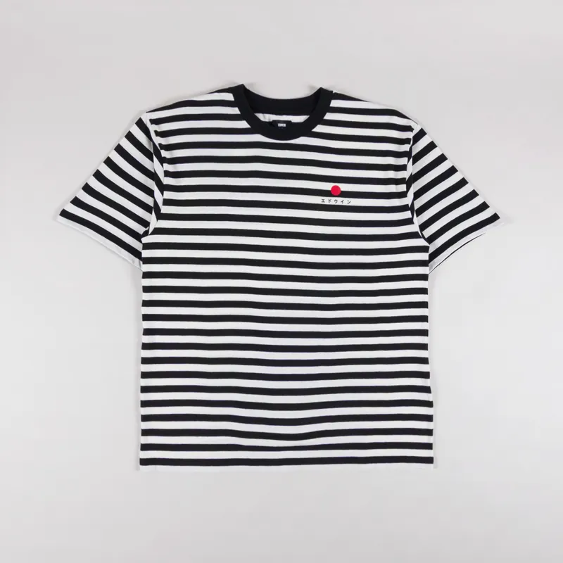 Edwin Basic Stripe T Shirt Black White