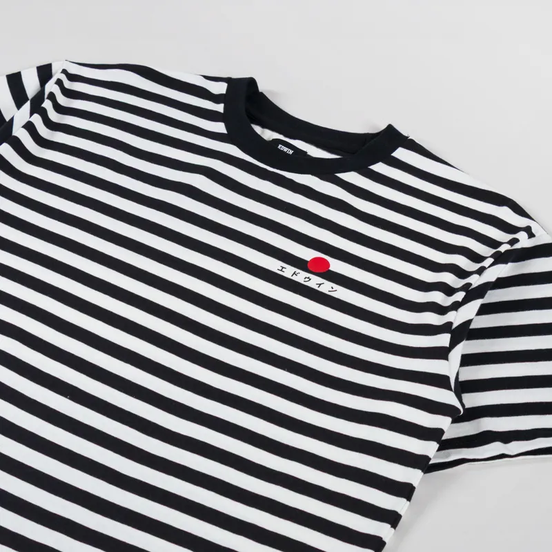 Edwin Basic Stripe T Shirt Black White-1