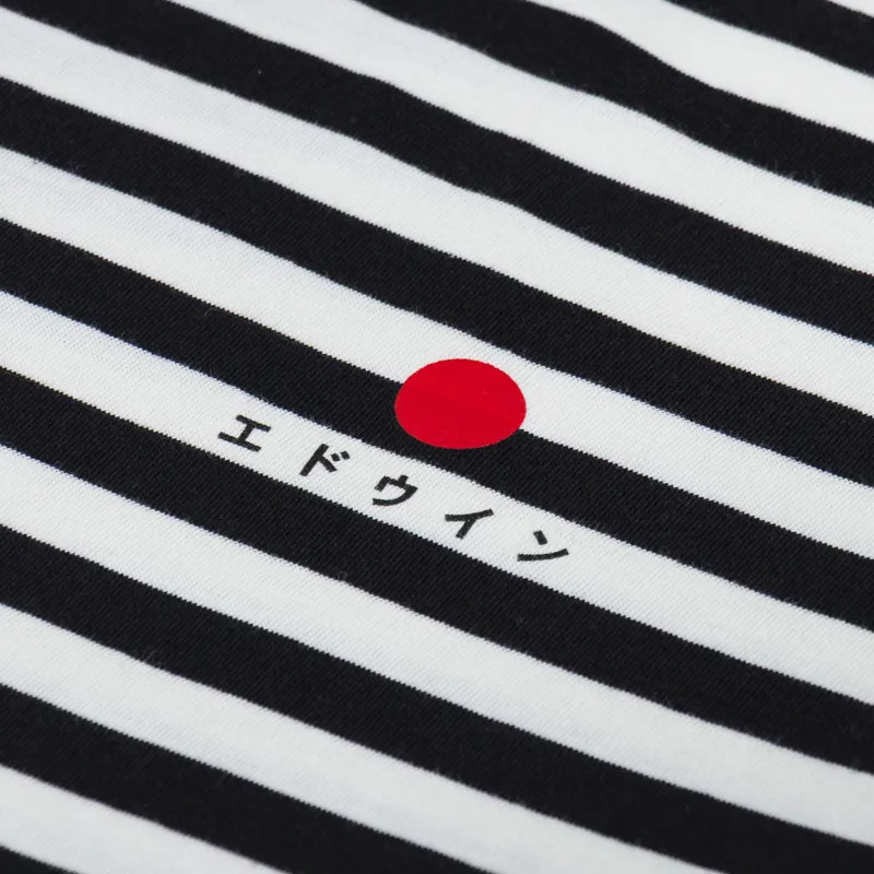 Edwin Basic Stripe T Shirt Black White-2