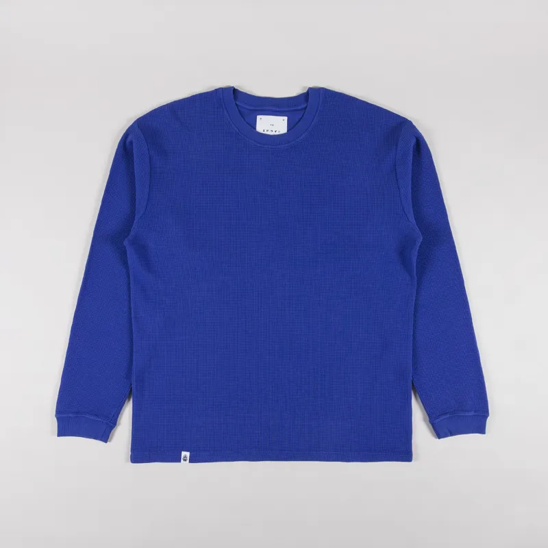 Edwin Waffle Dizzy Long Sleeve T Shirt Deep Ultramarine