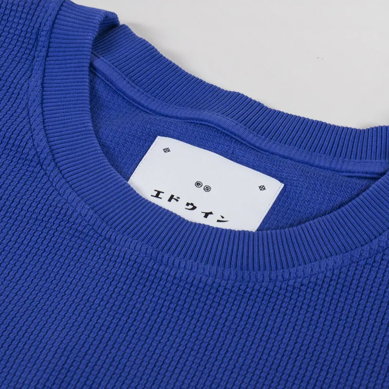 Edwin Waffle Dizzy Long Sleeve T Shirt Deep Ultramarine-4