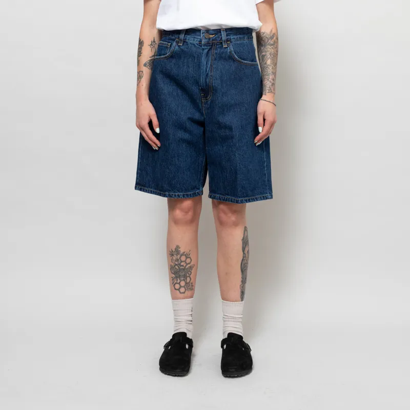 Carhartt WIP Womens Brandon Shorts Blue Stone Washed