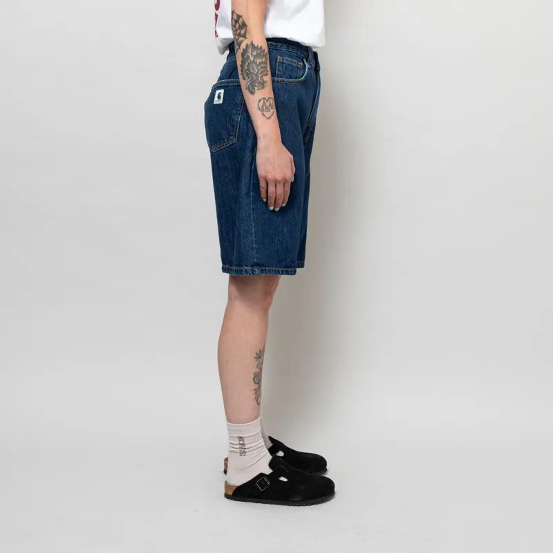 Carhartt WIP Womens Brandon Shorts Blue Stone Washed-4
