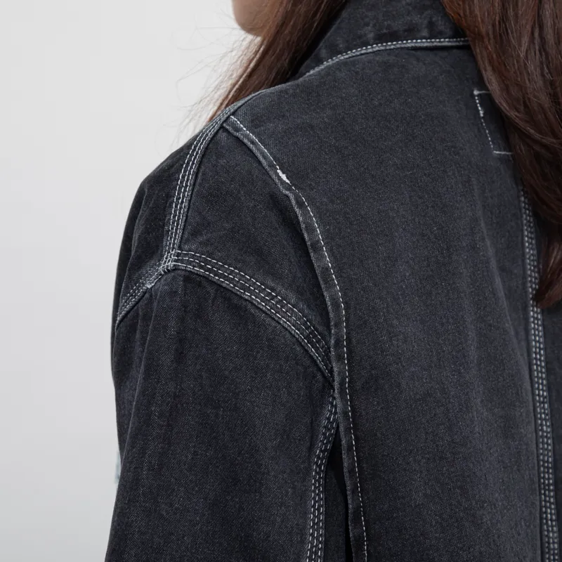 Carhartt WIP Womens OG Michigan Coat Black Stonewashed-9