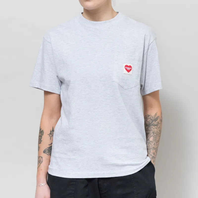 Carhartt WIP Womens Pocket Heart T Shirt Ash Heather Red