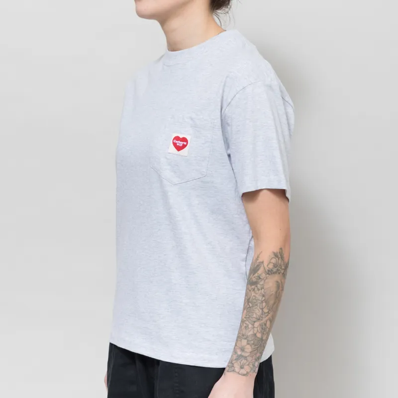 Carhartt WIP Womens Pocket Heart T Shirt Ash Heather Red-1