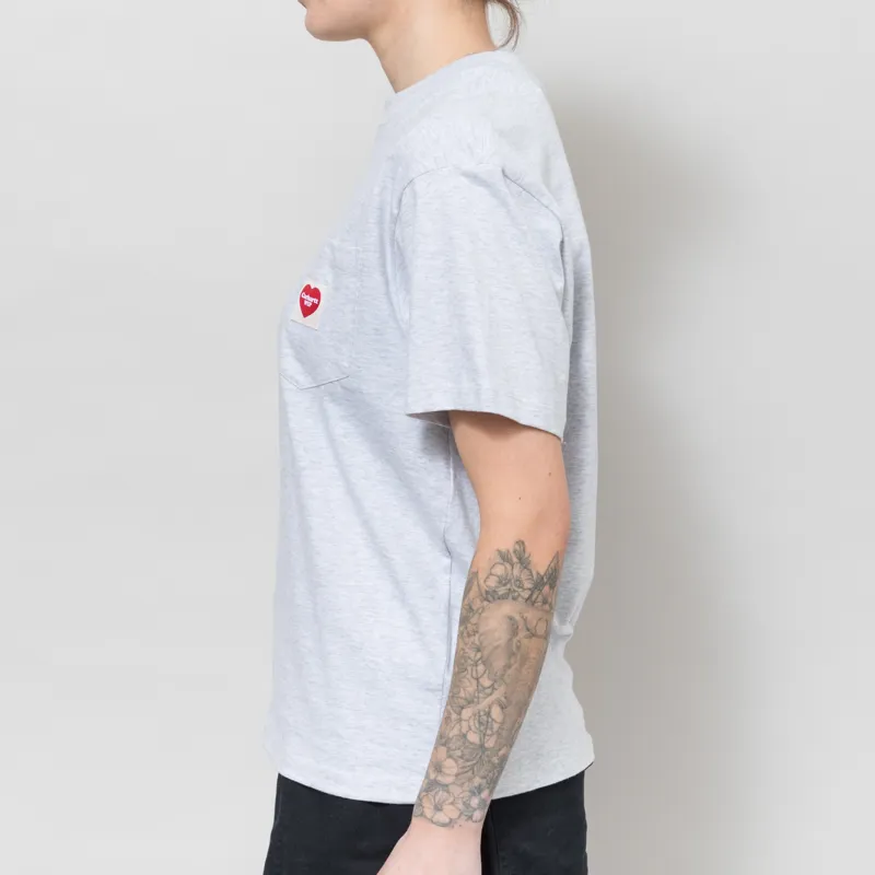 Carhartt WIP Womens Pocket Heart T Shirt Ash Heather Red-2