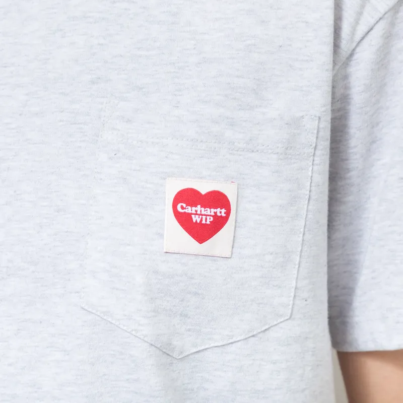 Carhartt WIP Womens Pocket Heart T Shirt Ash Heather Red-6