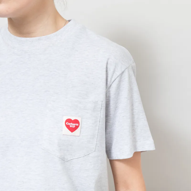 Carhartt WIP Womens Pocket Heart T Shirt Ash Heather Red-5