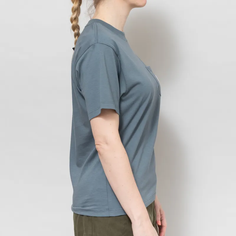 Carhartt WIP Womens Pocket Heart T Shirt Cozy Blue Red-4