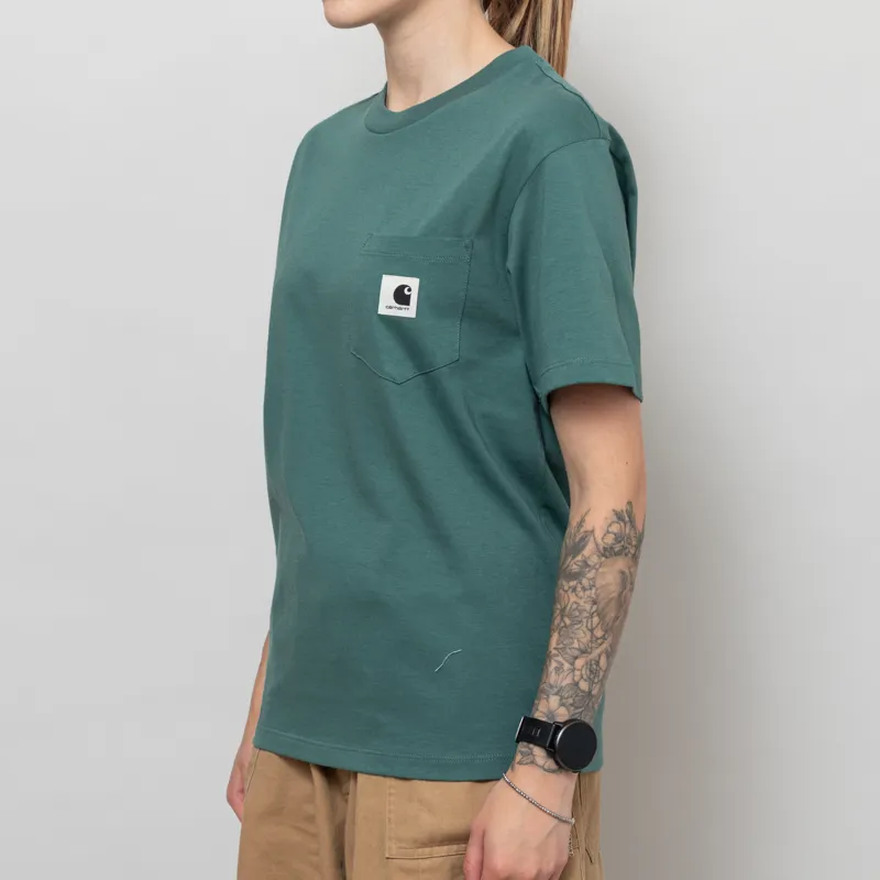 Carhartt WIP Womens Pocket T Shirt Silver Pine-1