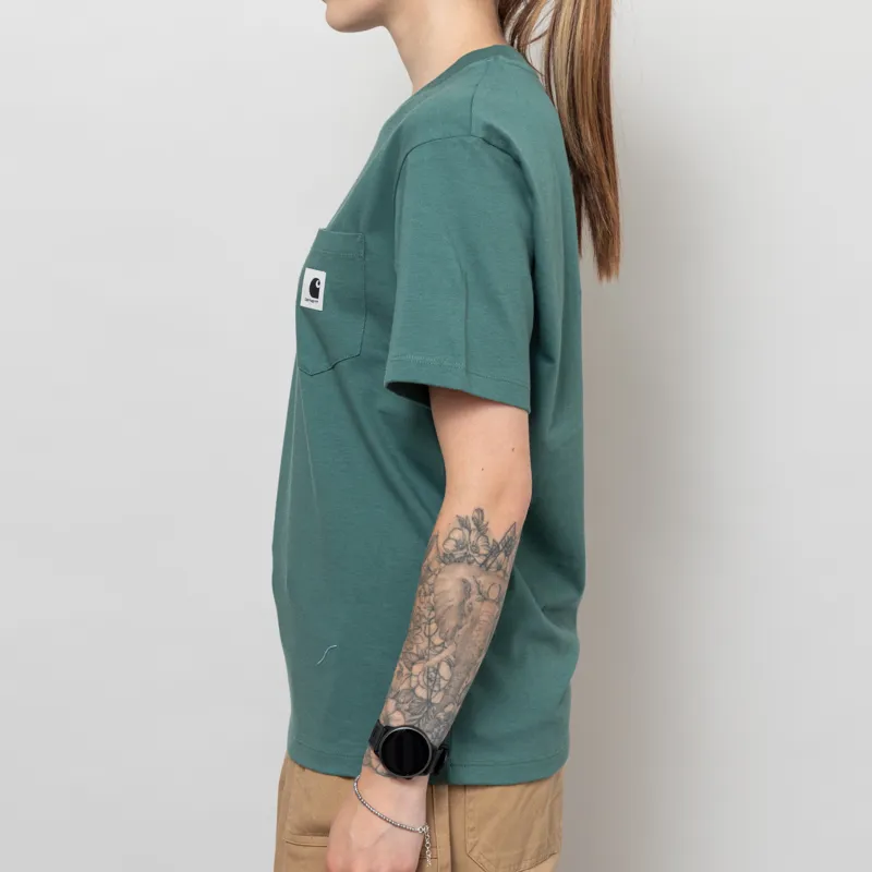 Carhartt WIP Womens Pocket T Shirt Silver Pine-2