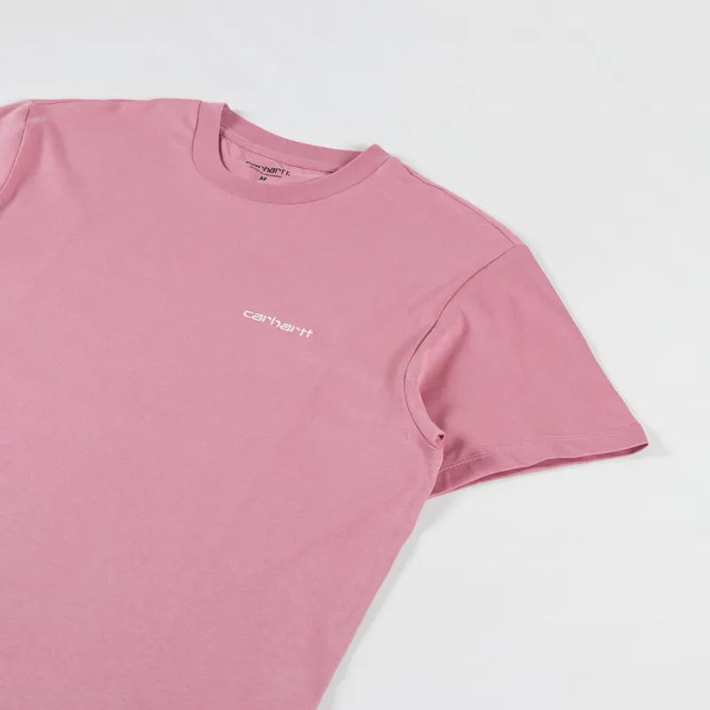 Carhartt WIP Womens Script Embroidery T Shirt Dusty Rose Moonbeam-5