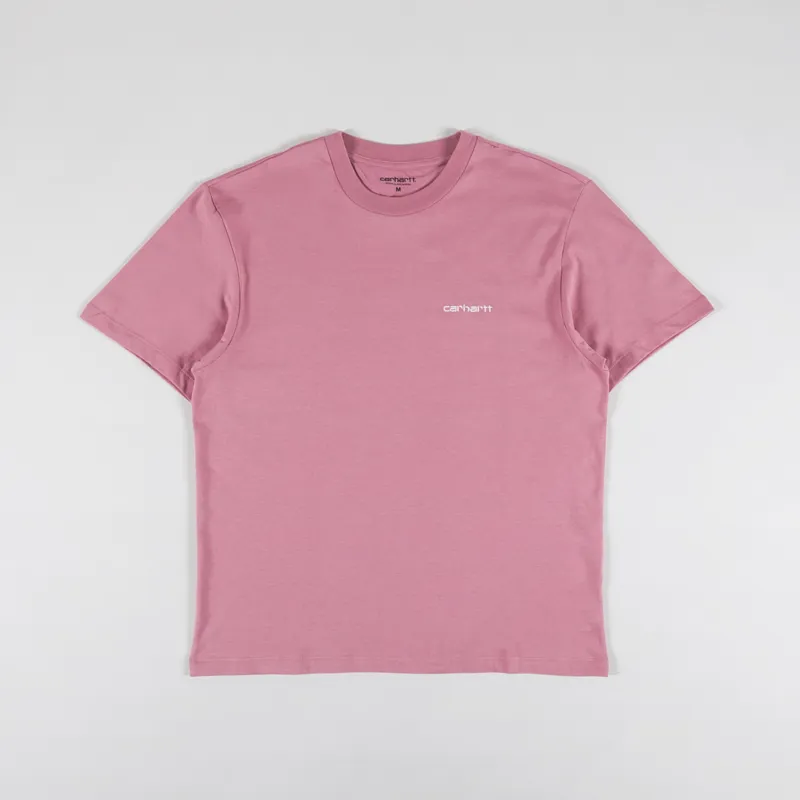 Carhartt WIP Womens Script Embroidery T Shirt Dusty Rose Moonbeam-4