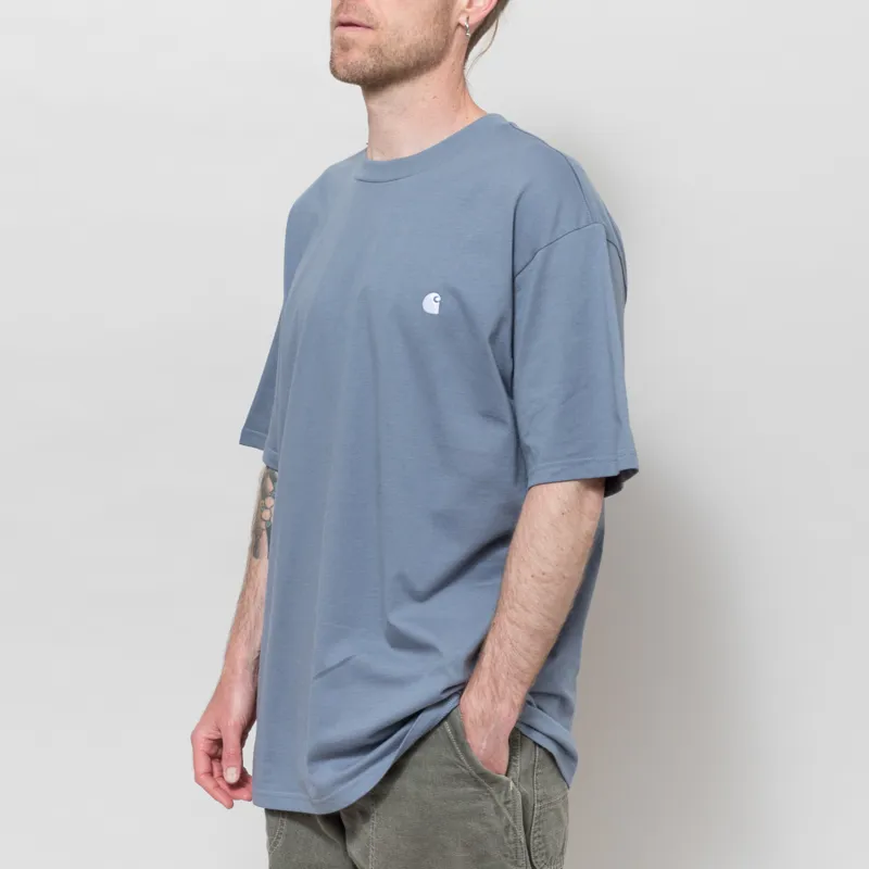 Carhartt WIP Madison T Shirt Shady Blue White-1