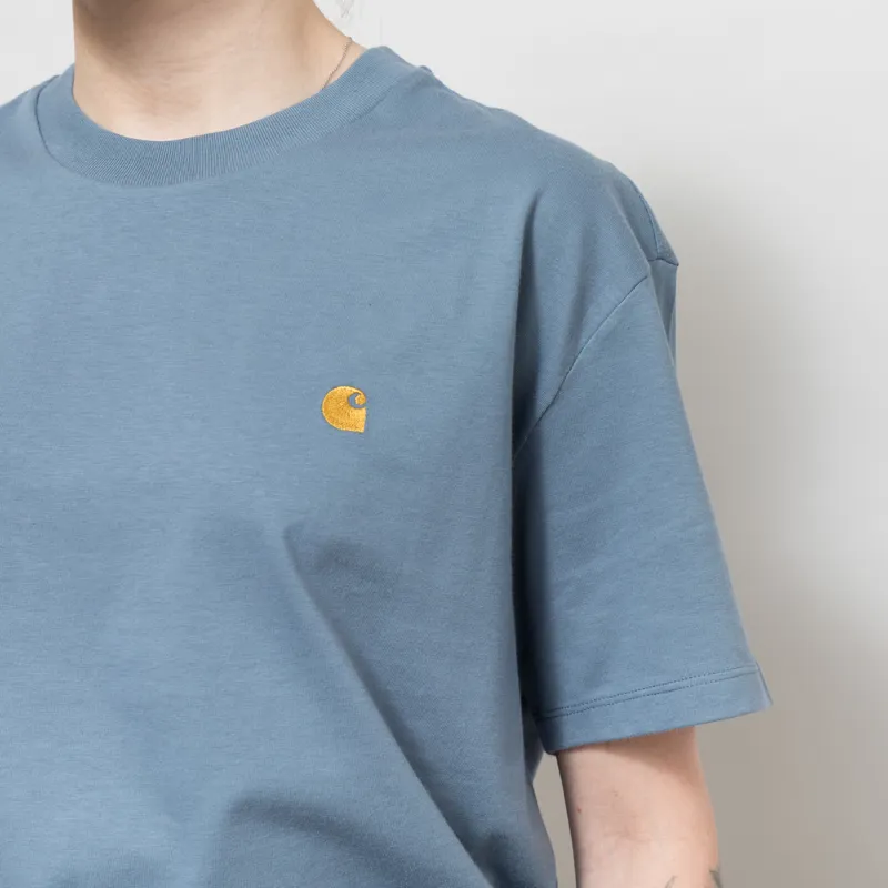 Carhartt WIP Womens Chase T Shirt Shady Blue Gold-4