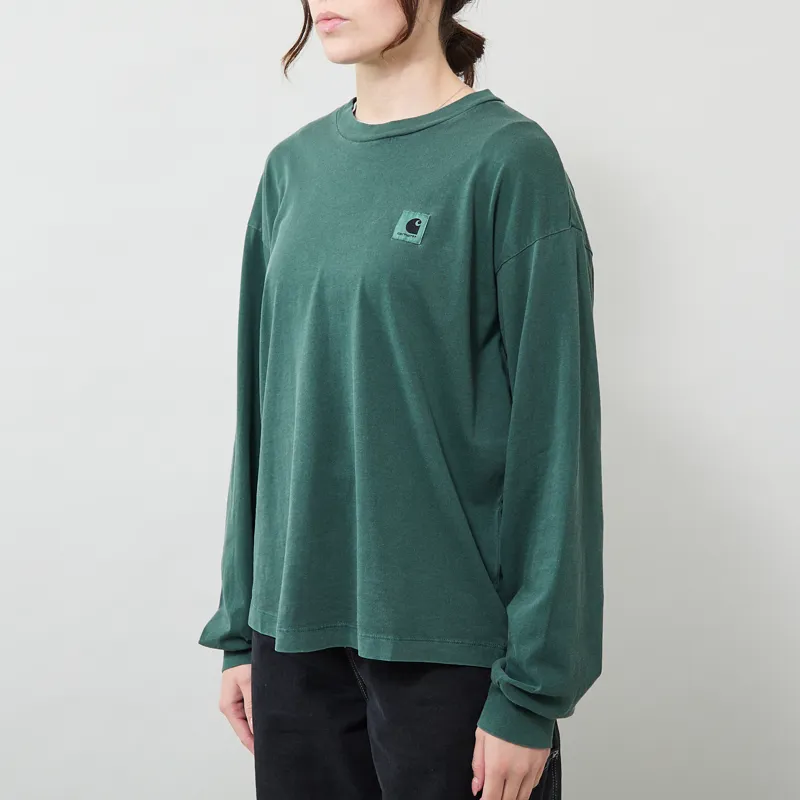 Carhartt WIP Womens Long Sleeve Nelson T Shirt Dark Scarab Garment Dyed-1