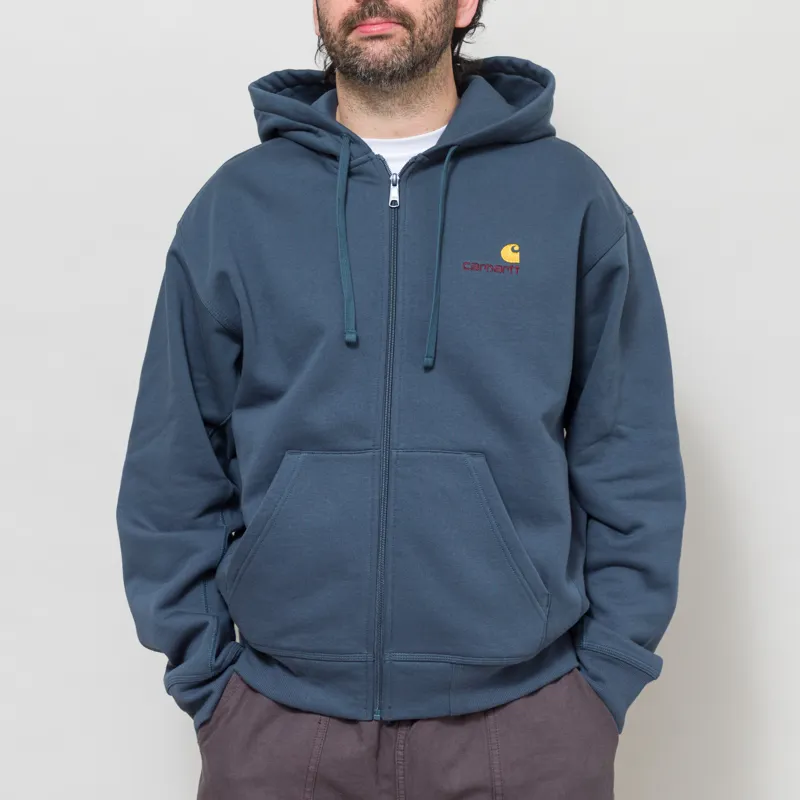 Carhartt WIP Hooded American Script Jacket Office Blue-1